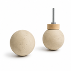 Creamy beige 1.75-inch globe concrete drawer pull with spacer