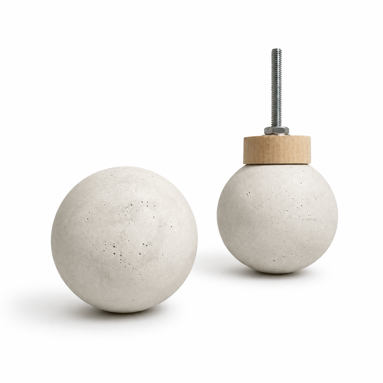 Creamy gray 1.75-inch globe concrete drawer pull with spacer
