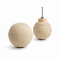 Creamy beige 2-inch globe concrete drawer pull with spacer