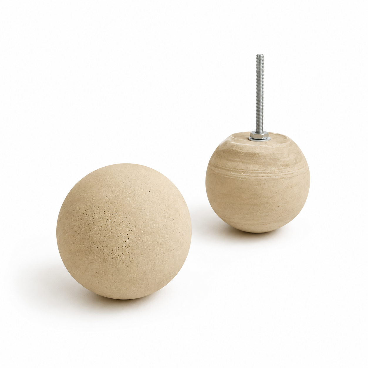 Creamy beige 2-inch globe concrete drawer pull