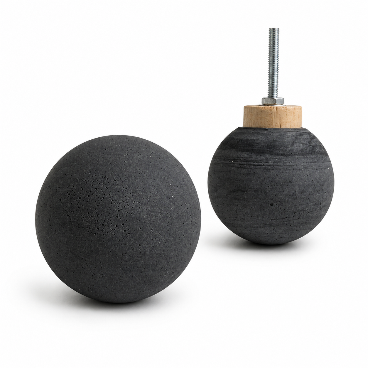 Dark gray 2-inch globe concrete drawer pull with spacer