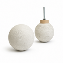 Creamy gray 2-inch globe concrete drawer pull with spacer