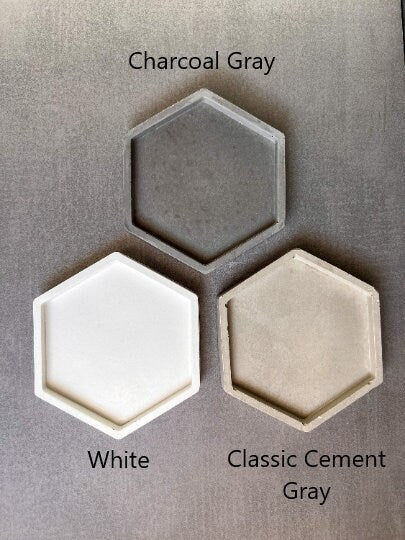 Hexagon Concrete Tray, Plant Tray, Jewelry Holder, Ring Holder, Geometric, Minimalist decor, Modern Tray, Drainage Tray, Concrete Coaster