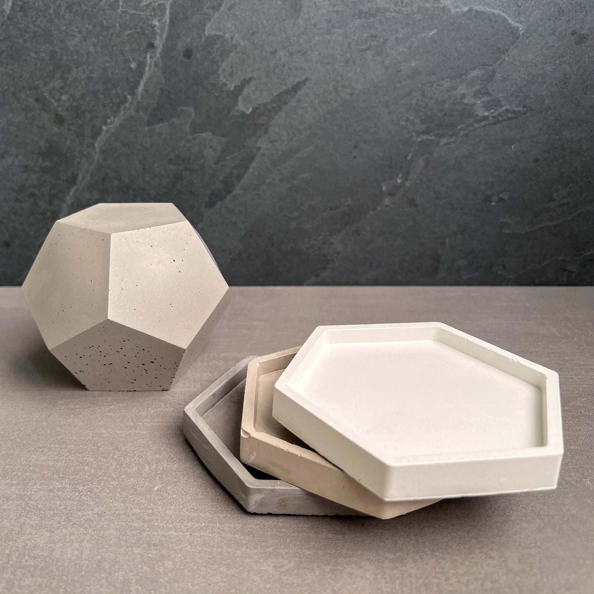 Hexagon Concrete Tray, Plant Tray, Jewelry Holder, Ring Holder, Geometric, Minimalist decor, Modern Tray, Drainage Tray, Concrete Coaster