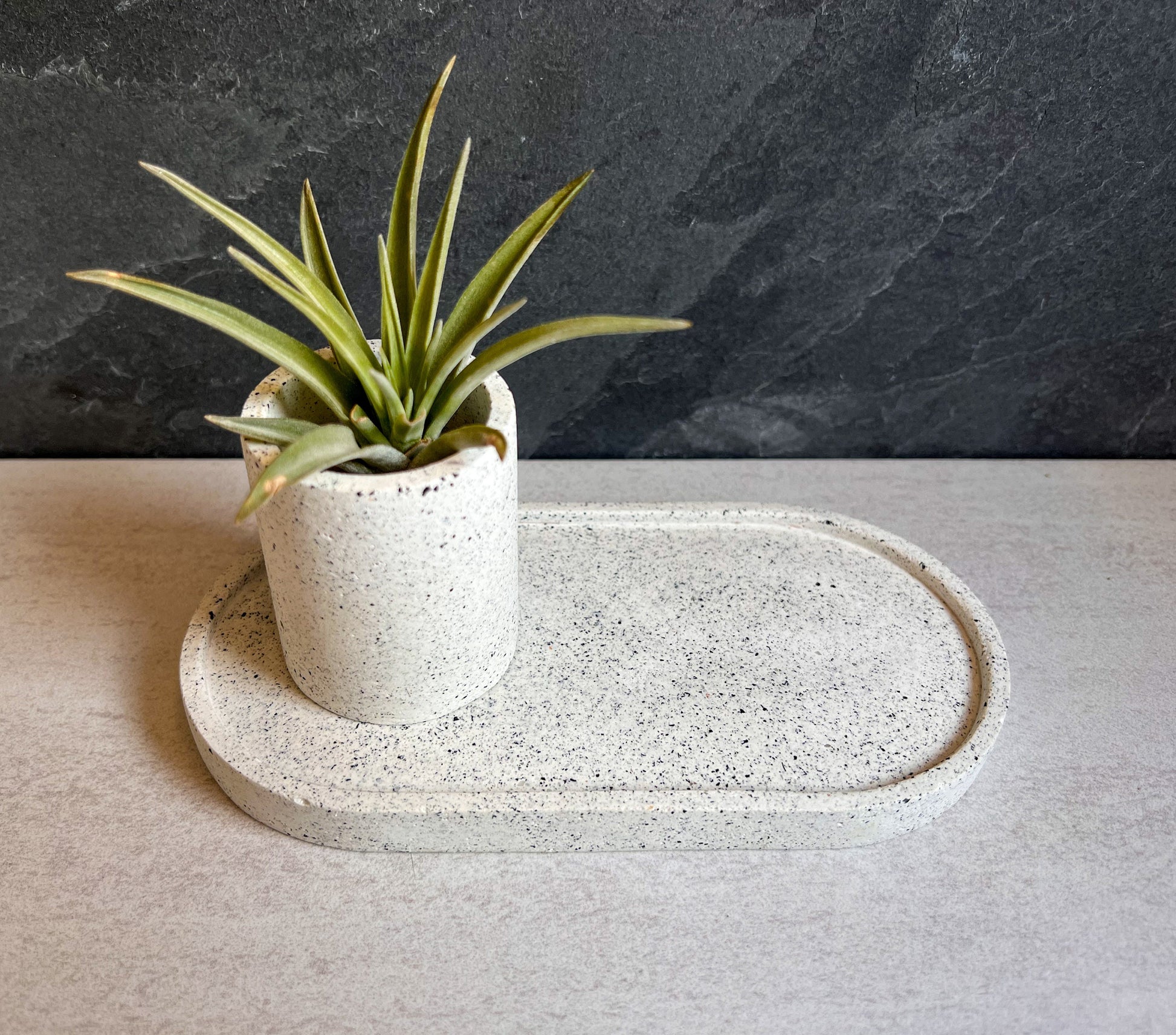 Concrete Container Set, Cotton Swab or Toothpick Holder, Air Plant Pot, Office Decor, Small Trinket Holder, Accessory Dish, Stone Decor