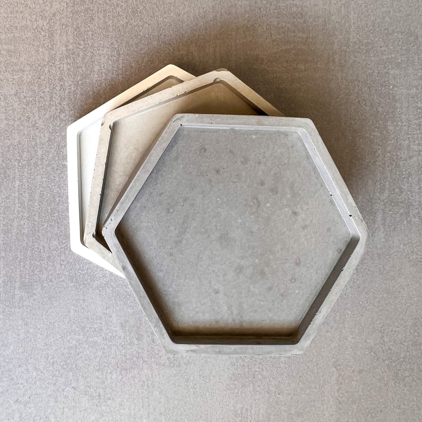 Hexagon Concrete Tray, Plant Tray, Jewelry Holder, Ring Holder, Geometric, Minimalist decor, Modern Tray, Drainage Tray, Concrete Coaster