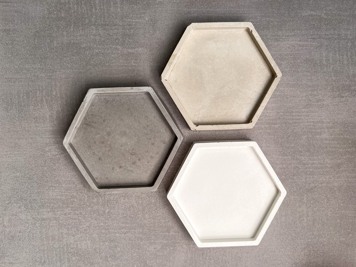 Hexagon Concrete Tray, Plant Tray, Jewelry Holder, Ring Holder, Geometric, Minimalist decor, Modern Tray, Drainage Tray, Concrete Coaster