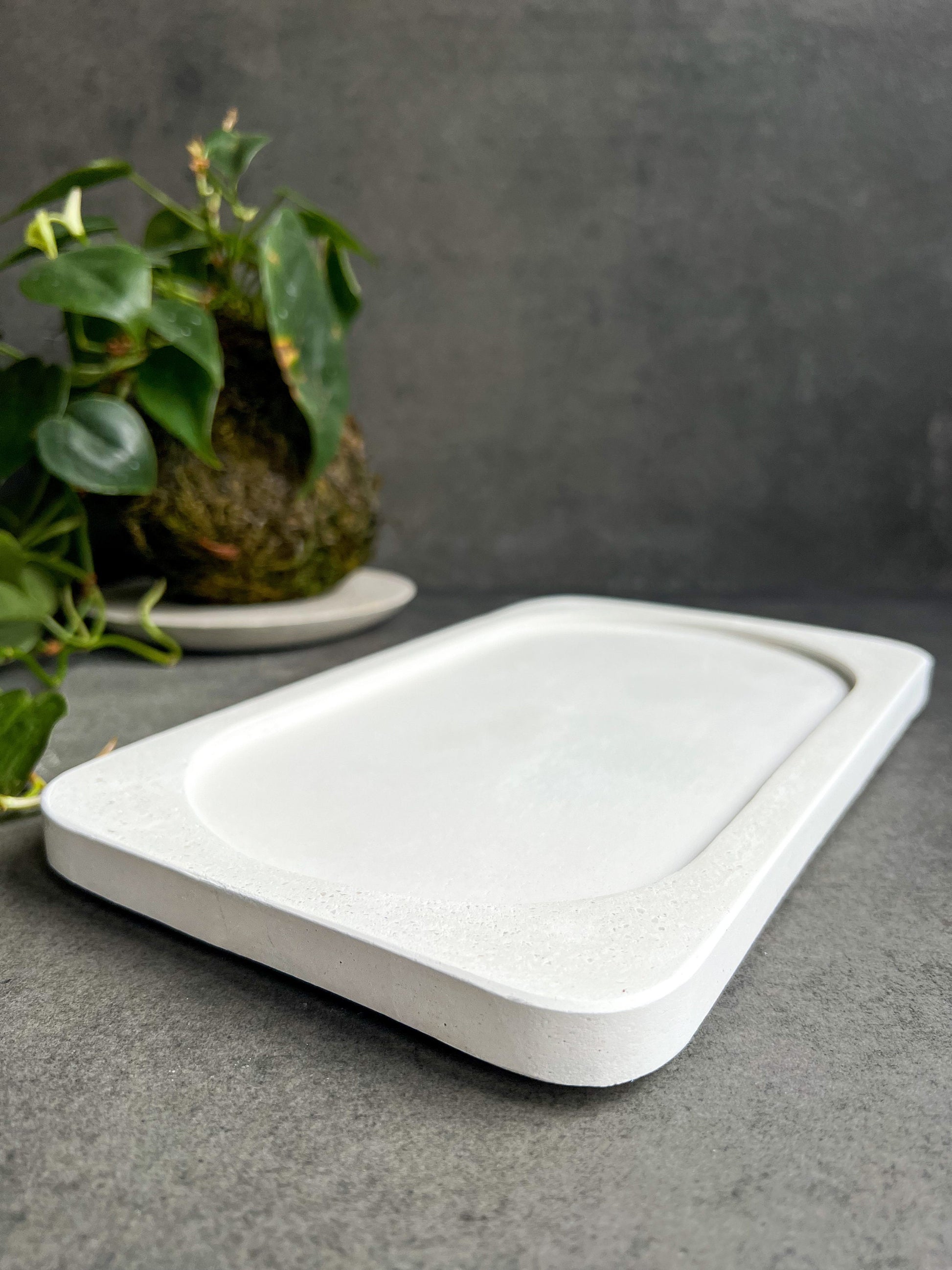 Large Concrete Tray, Decorative Trinket Tray, Minimalist Cement Catchall, Modern Table Accent, Rectangular Bottle Tray, Valet Tray, Japandi