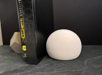 Concrete Sphere Bookend, Round Ball Sculpture, Stone Shelf Decor, Cement Orb Paperweight, Industrial Book Holder, Minimalist Office Decor