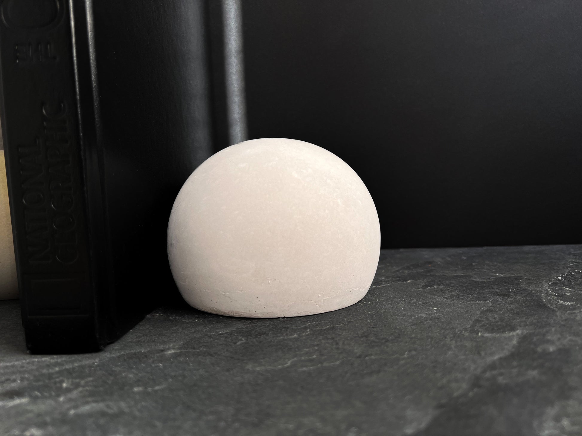 Concrete Sphere Bookend, Round Ball Sculpture, Stone Shelf Decor, Cement Orb Paperweight, Industrial Book Holder, Minimalist Office Decor