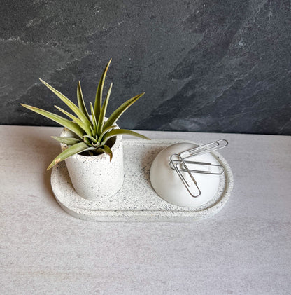 Concrete Container Set, Cotton Swab or Toothpick Holder, Air Plant Pot, Office Decor, Small Trinket Holder, Accessory Dish, Stone Decor