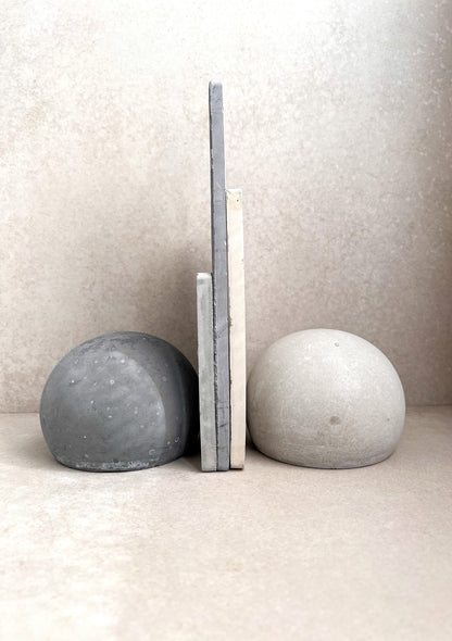 Concrete Sphere Bookend, Round Ball Sculpture, Stone Shelf Decor, Cement Orb Paperweight, Industrial Book Holder, Minimalist Office Decor