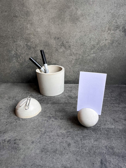 Sphere Concrete Business Card Holder, Round Cement Card Stand, Desk Organizer, Industrial Office Decor, Desk Accessories, Office Gifts, Ball