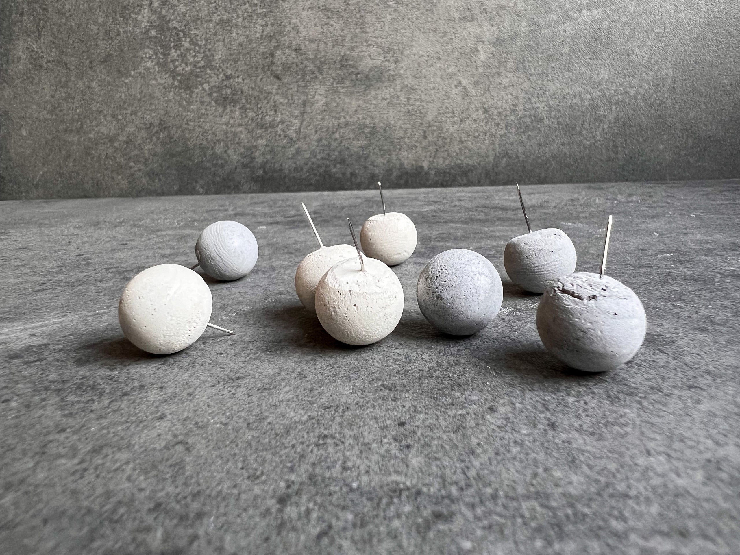 Concrete Ball Push Pins - Set of 10