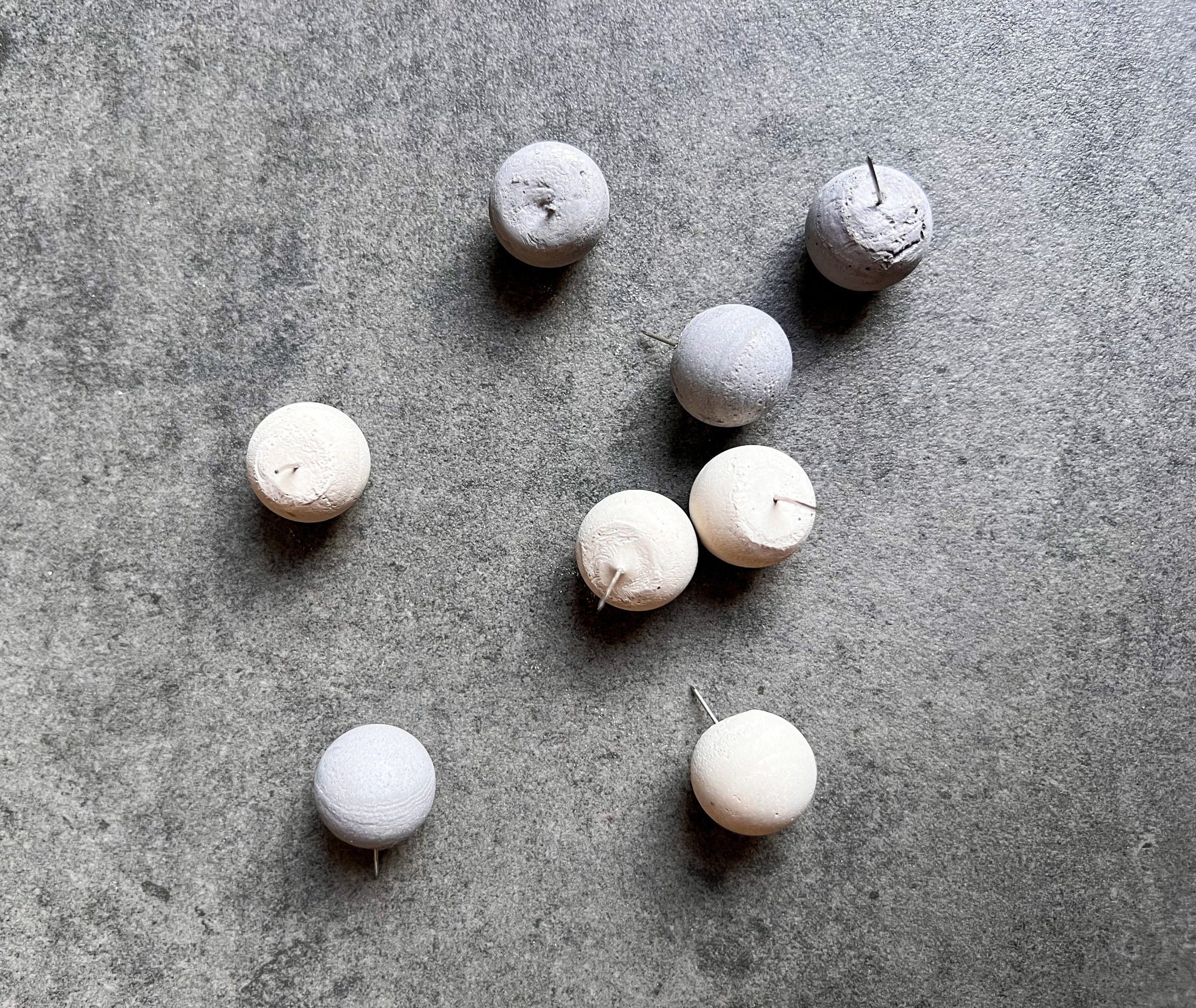 Concrete Ball Push Pins - Set of 10