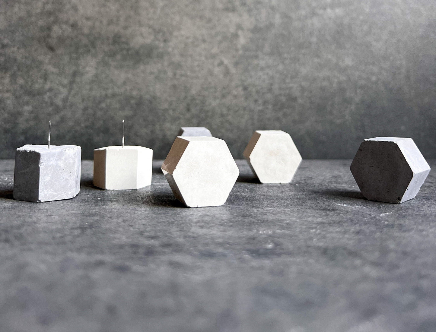 Geometric Concrete Push Pins, Minimalist Thumb Tack, Modern Office Decor, Cement Push Buttons, Travel Board Pins, Cork Board Tacks, Hexagon