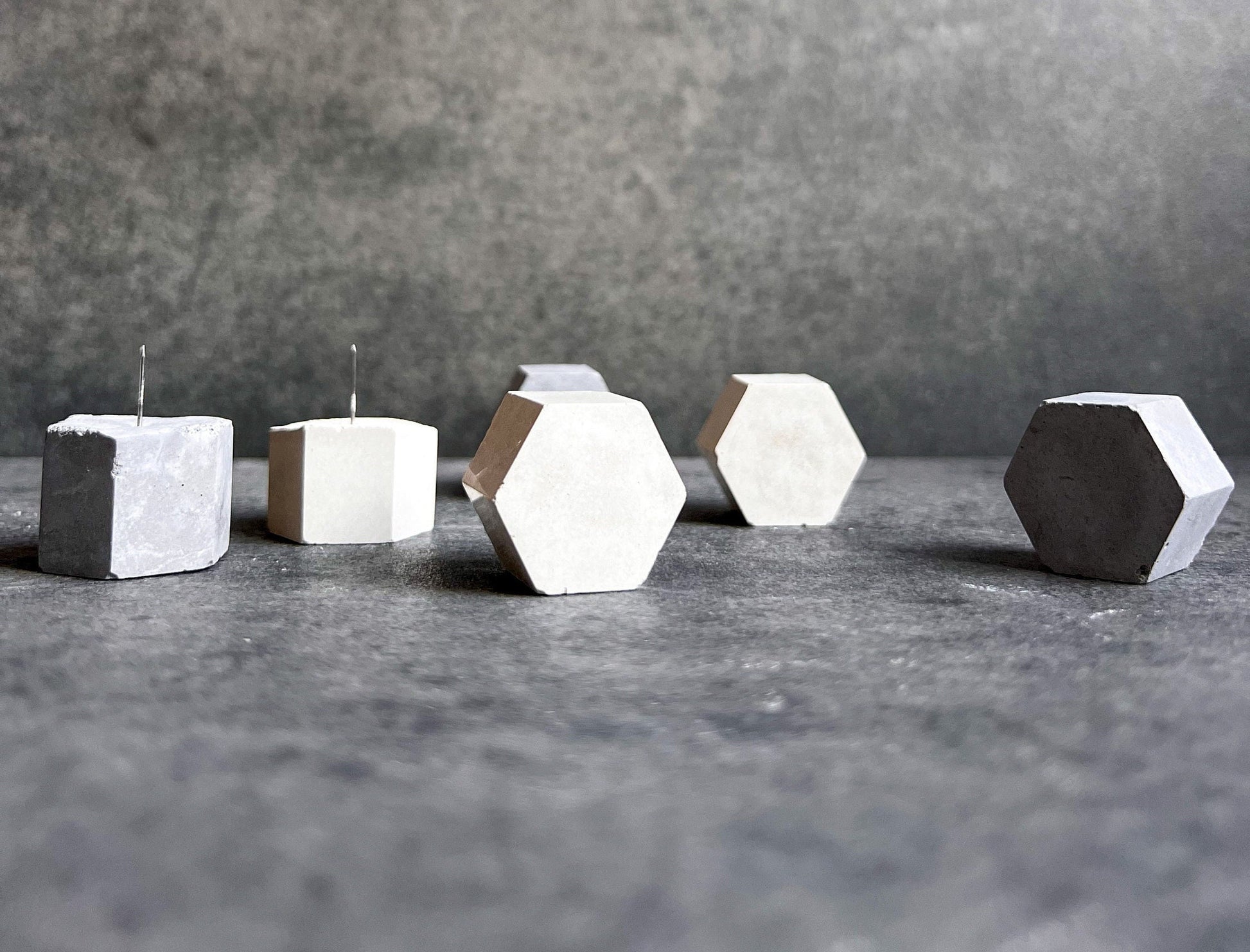 Geometric Concrete Push Pins, Minimalist Thumb Tack, Modern Office Decor, Cement Push Buttons, Travel Board Pins, Cork Board Tacks, Hexagon