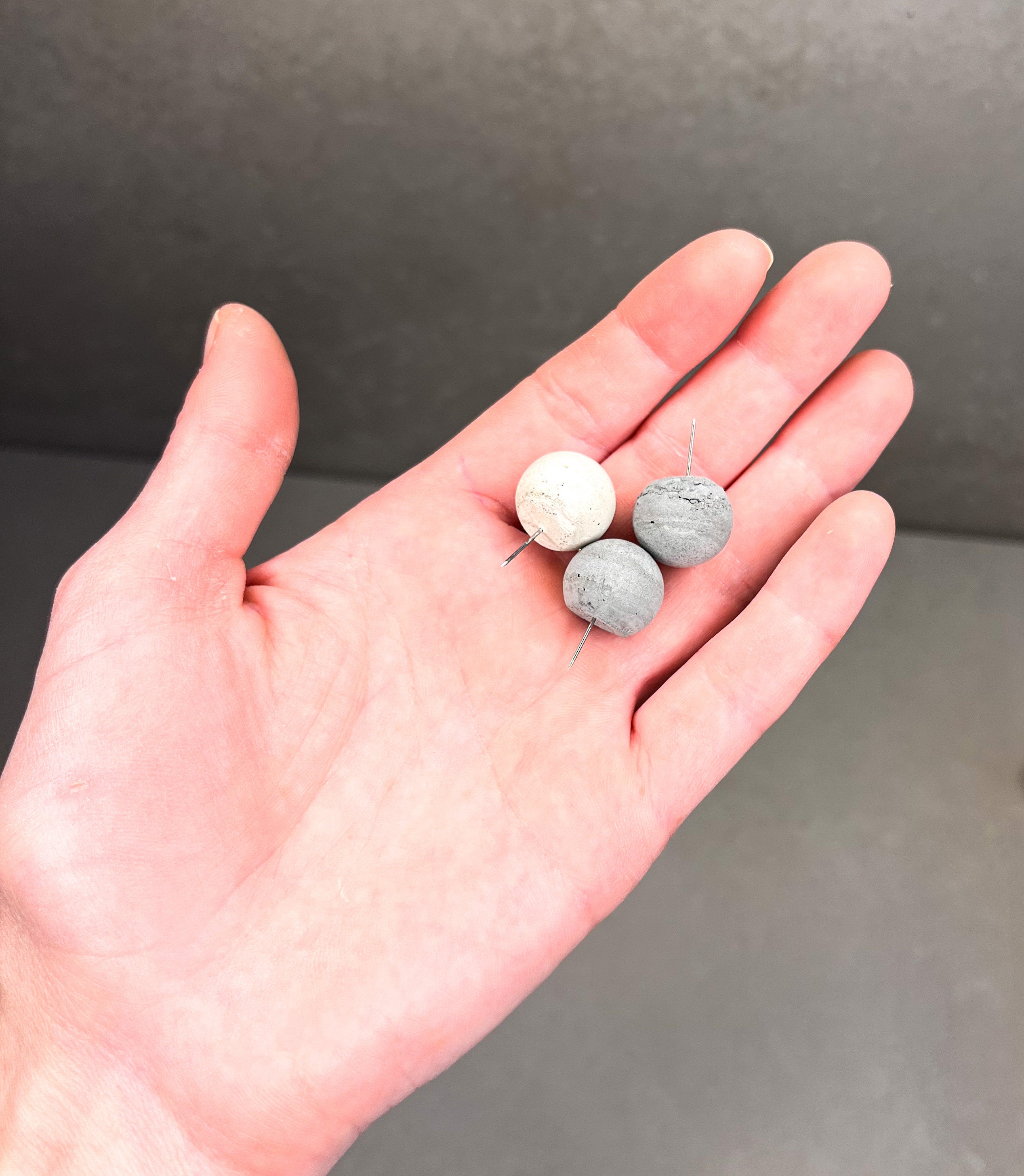 Concrete Ball Push Pins - Set of 10