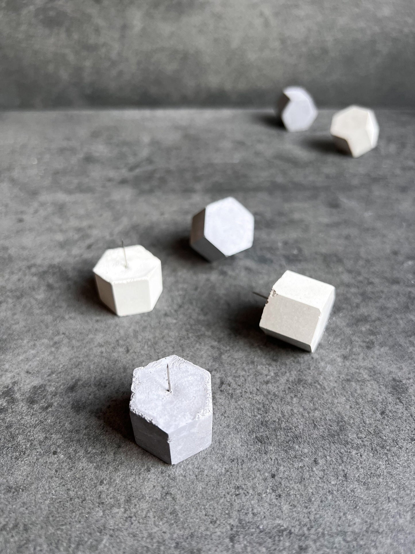 Geometric Concrete Push Pins, Minimalist Thumb Tack, Modern Office Decor, Cement Push Buttons, Travel Board Pins, Cork Board Tacks, Hexagon