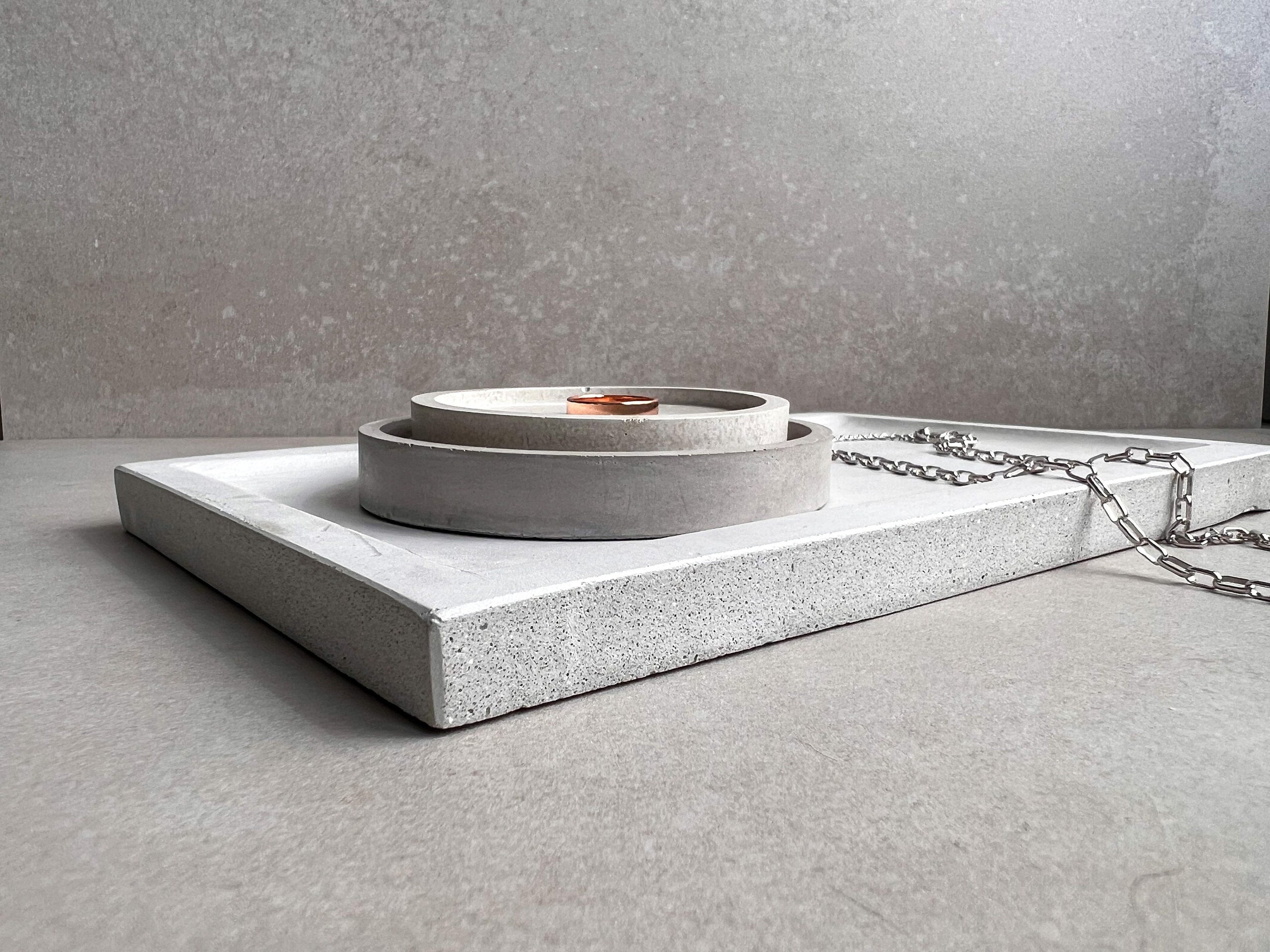 Rectangle Concrete Tray, Decorative Trinket Dish, Japandi Jewelry Display, Minimalist Cement Catchall, Modern Table Accent, Bottle Holder