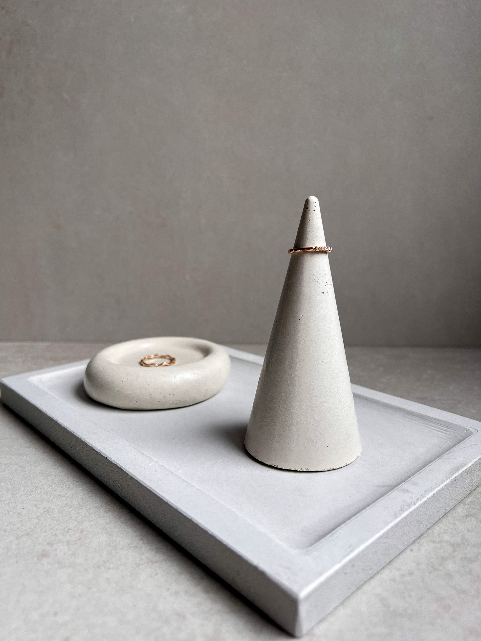 Concrete Ring Tree, Minimalist Ring Cone, Modern Ring Holder, Ring Display, Engagement Gift, Ring Cone, Ring Cone, Cement, Jewelry Organizer