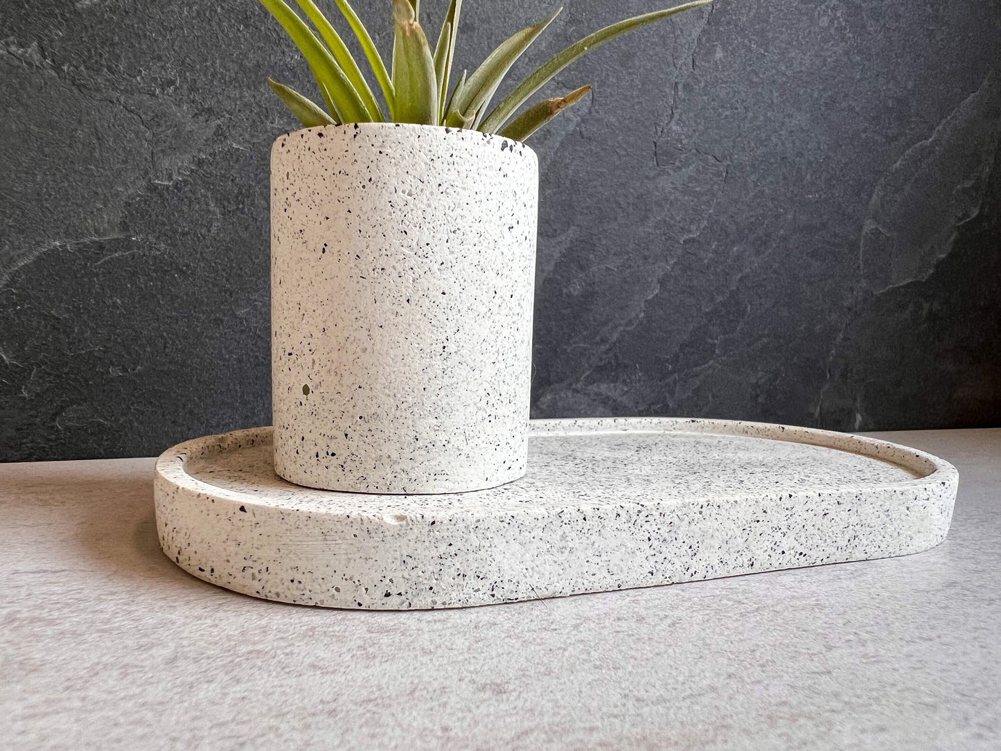 Speckled Oval Concrete Tray, Decorative Stone Tray, Jewelry Holder, Vanity Decor, Cement Tray, Makeup Organizer, Jewlery Dish, Bathroom Tray