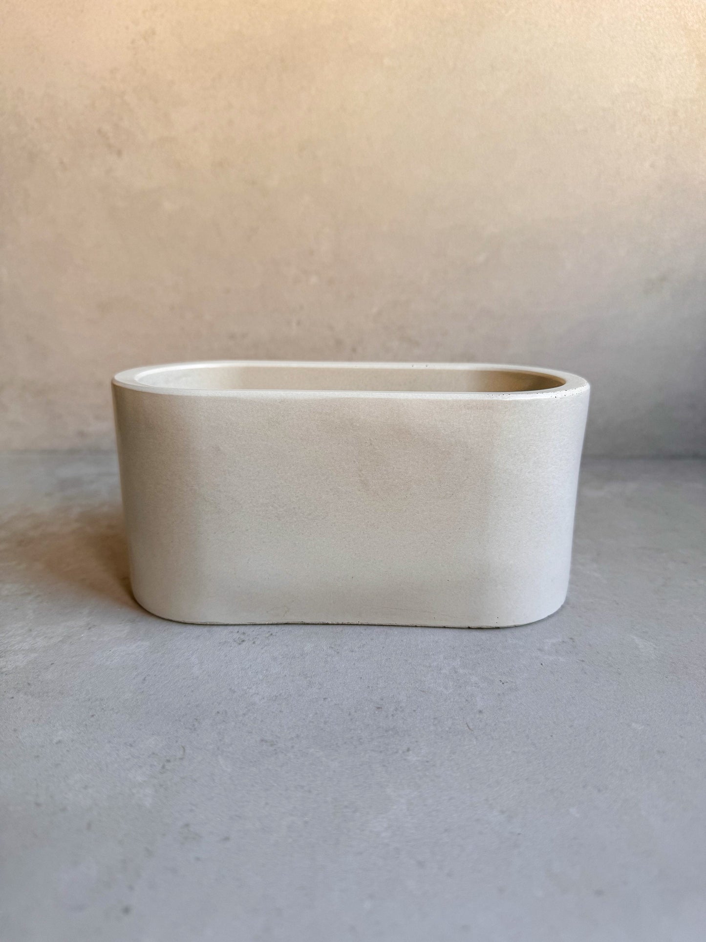 Oval Concrete Planter, Decorative Cement Pot, Trinket Trough, Minimalist Tray, Coffee Table Display, Oval Desk Container, Bathroom Storage