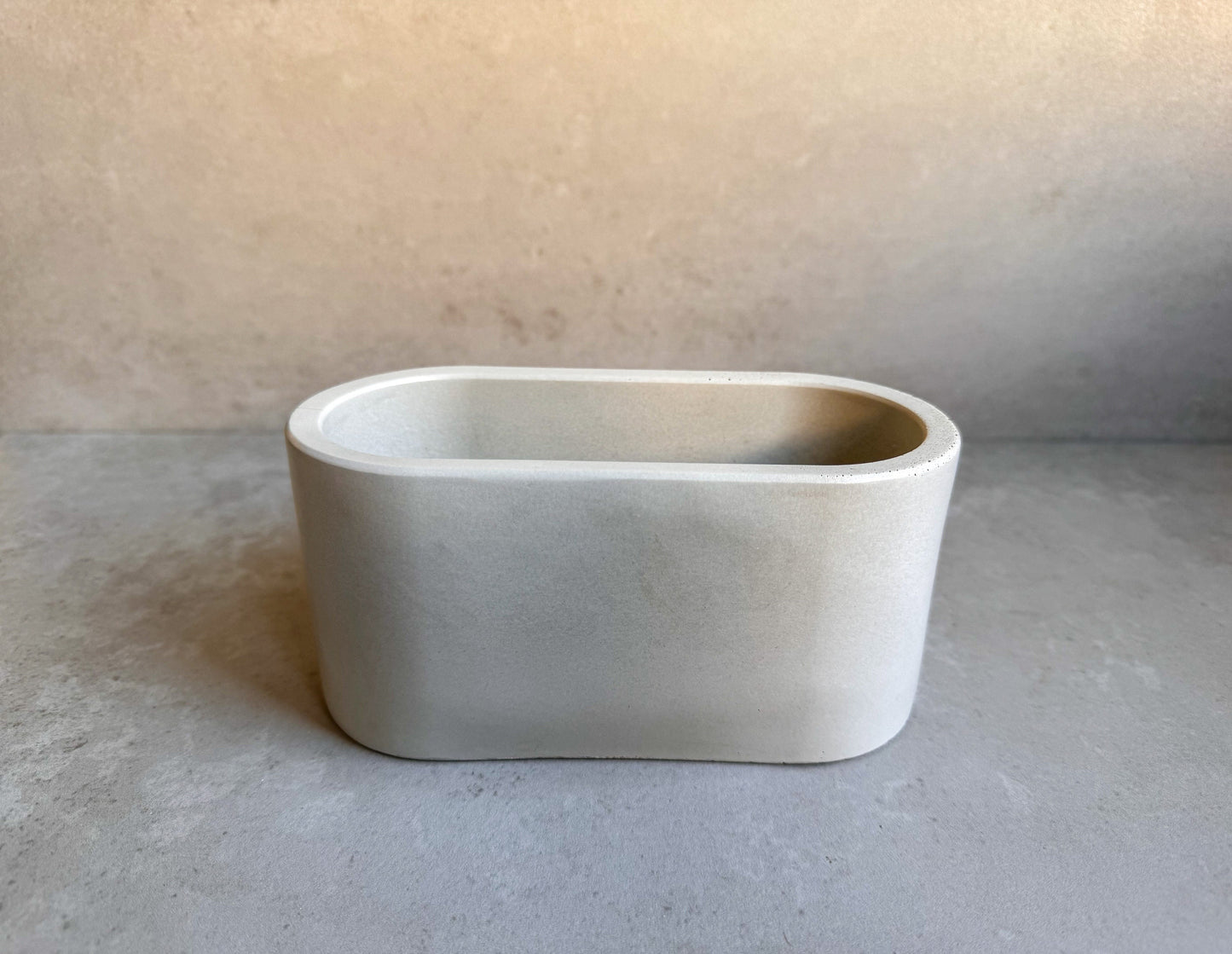 Oval Concrete Planter, Decorative Cement Pot, Trinket Trough, Minimalist Tray, Coffee Table Display, Oval Desk Container, Bathroom Storage