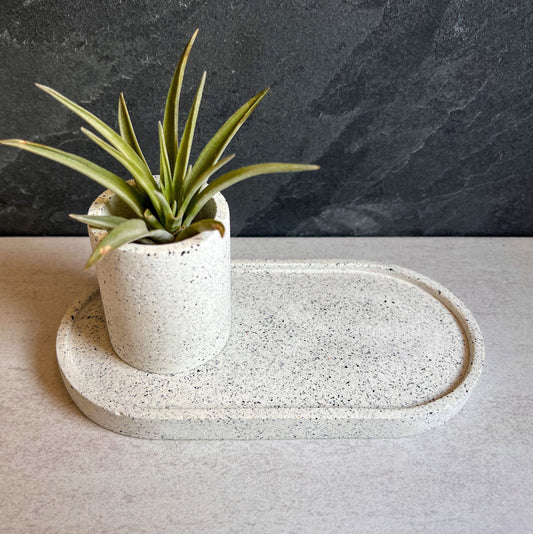 Speckled Oval Concrete Tray, Decorative Stone Tray, Jewelry Holder, Vanity Decor, Cement Tray, Makeup Organizer, Jewlery Dish, Bathroom Tray