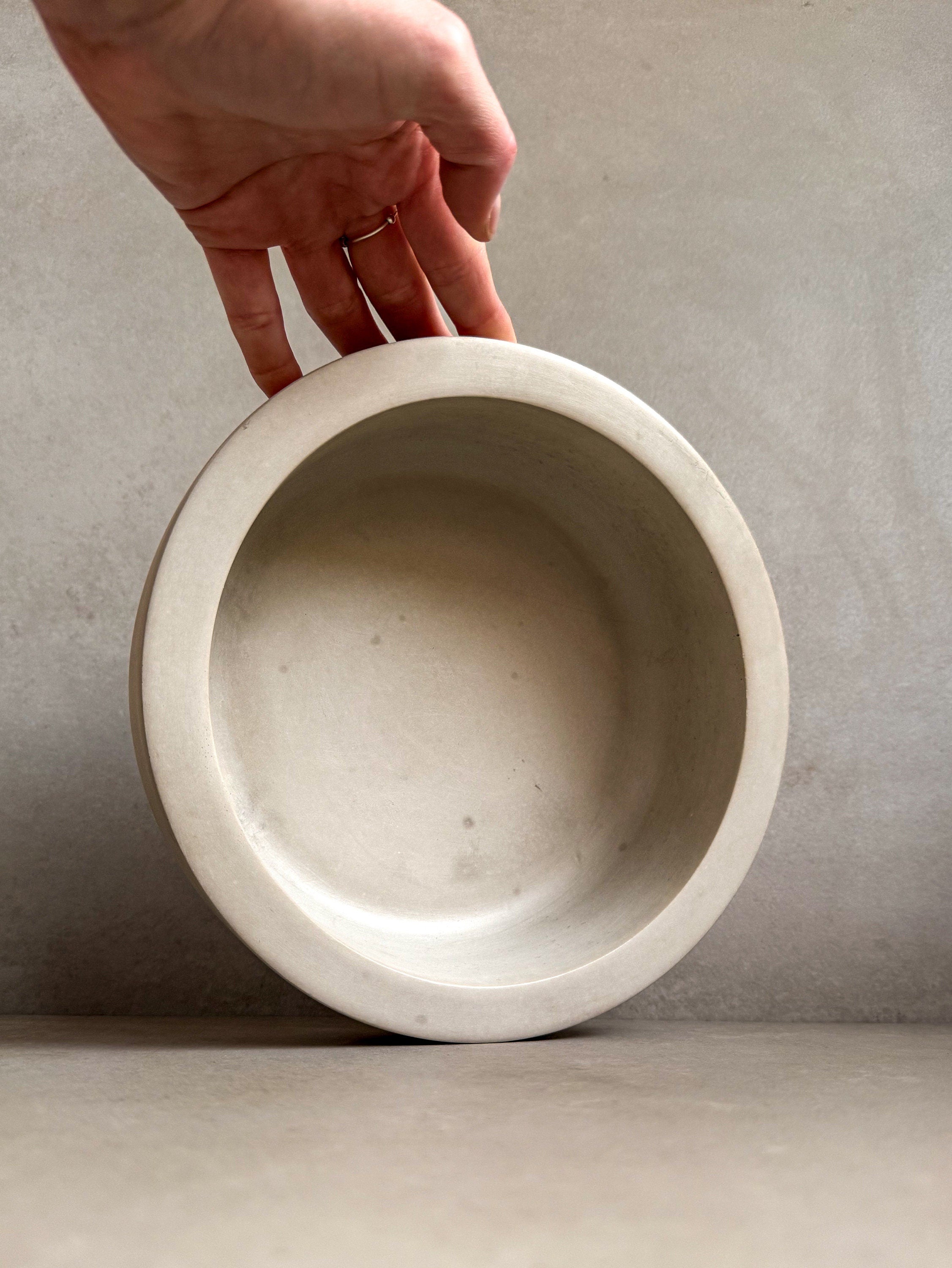 Minimalist Concrete Bowl, 9”, Heavy Modern Bowl, Catch All Dish, Large Cement Bowl, Contemporary Bowl, Centerpeice Decor, Decorative Bowl