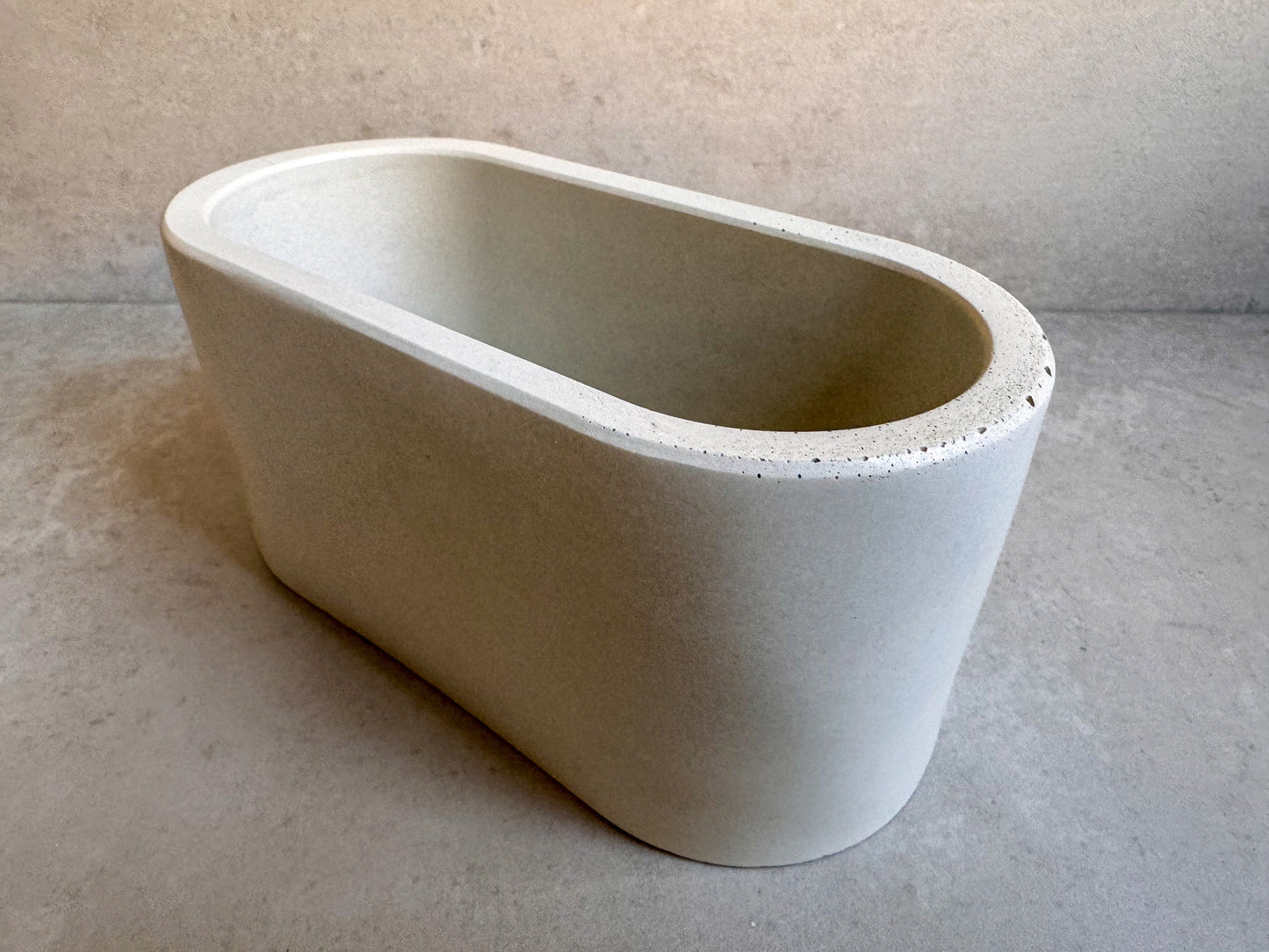 Oval Concrete Planter, Decorative Cement Pot, Trinket Trough, Minimalist Tray, Coffee Table Display, Oval Desk Container, Bathroom Storage