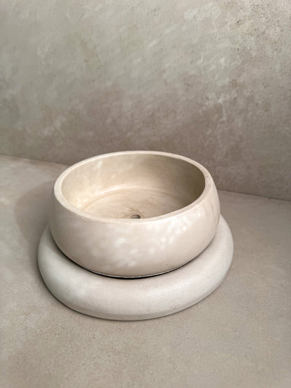 Concrete Planter with Saucer, Modern Low Plant Pot, Bubble Planter, Shallow Cement Pot, Minimalist Pot with Saucer, Nordic Pot, Chunky Pot