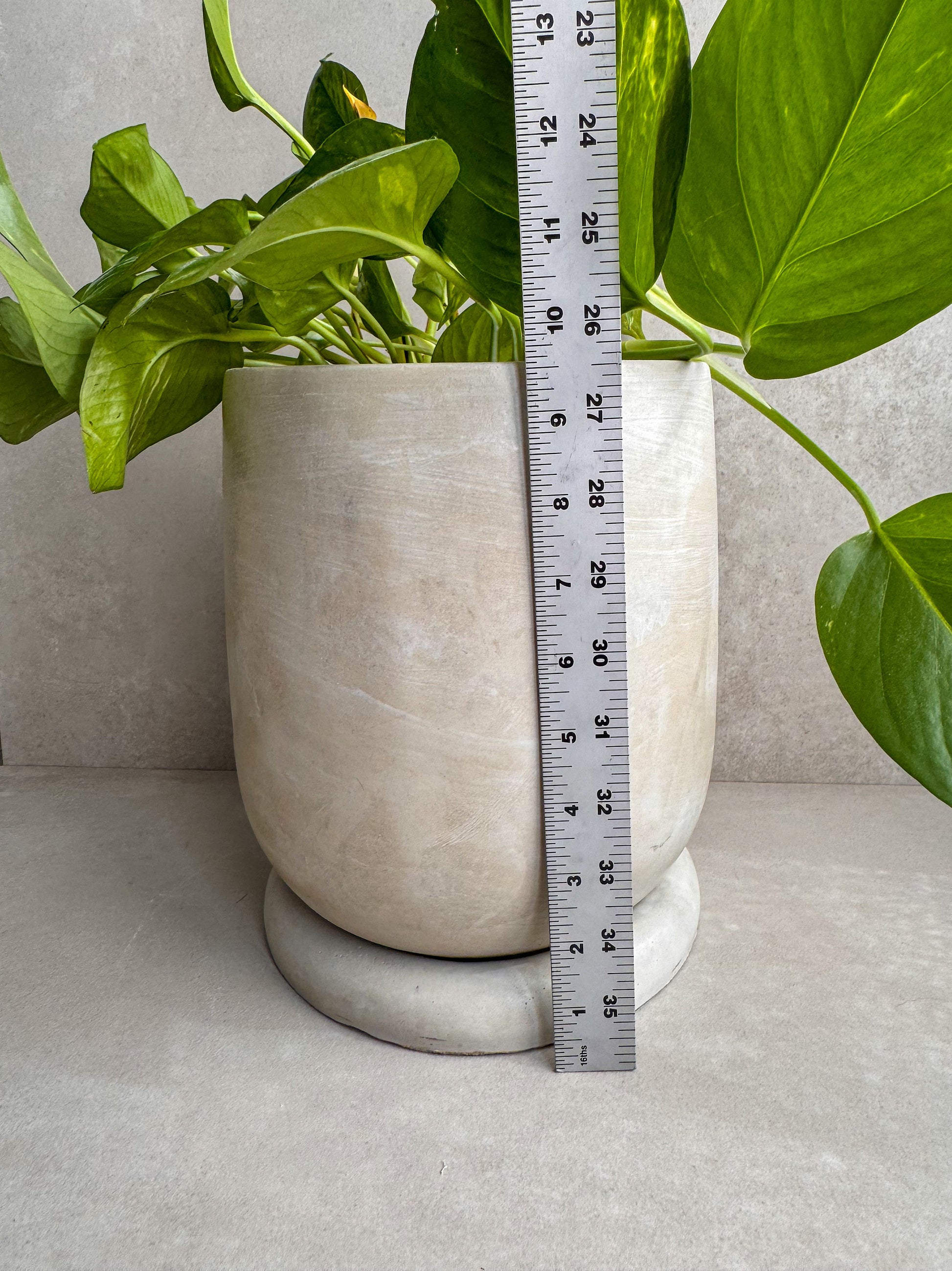 Concrete Planter with Saucer, Large Modern Plant Pot, Bubble Planter, Decorative Cement Pot, Minimalist Pot with Drainage, Tall Nordic Pot