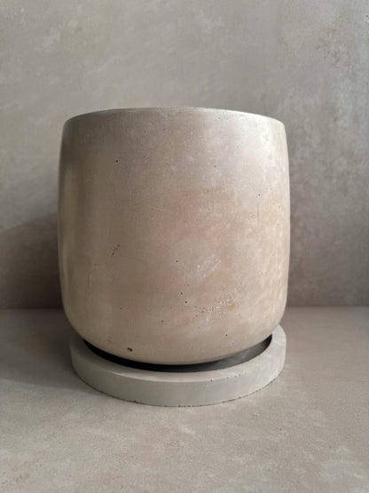 Concrete Planter with Saucer, Large Modern Plant Pot, Bubble Planter, Decorative Cement Pot, Minimalist Pot with Drainage, Tall Nordic Pot