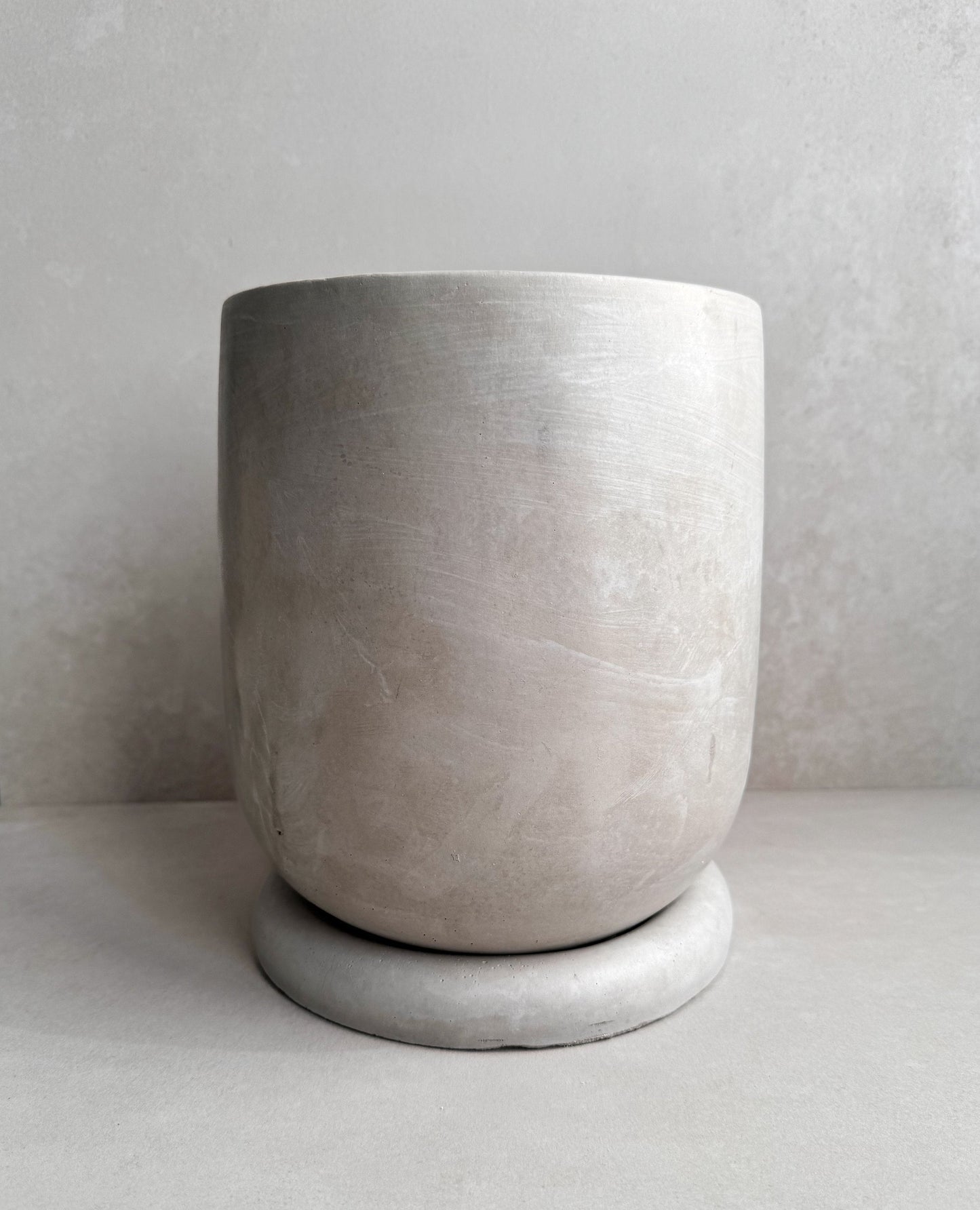 Concrete Planter with Saucer, Large Modern Plant Pot, Bubble Planter, Decorative Cement Pot, Minimalist Pot with Drainage, Tall Nordic Pot