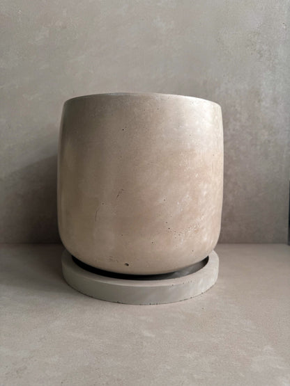 Concrete Planter with Saucer, Large Modern Plant Pot, Bubble Planter, Decorative Cement Pot, Minimalist Pot with Drainage, Tall Nordic Pot