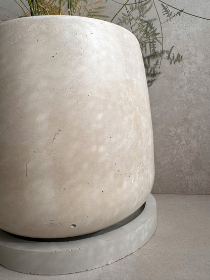 Concrete Planter with Saucer, Large Modern Plant Pot, Bubble Planter, Decorative Cement Pot, Minimalist Pot with Drainage, Tall Nordic Pot