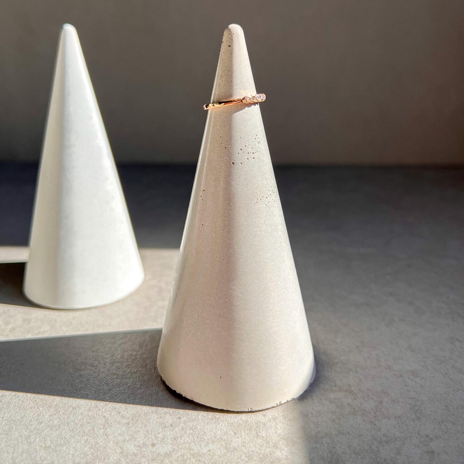 Concrete Ring Tree, Minimalist Ring Cone, Modern Ring Holder, Ring Display, Engagement Gift, Ring Cone, Ring Cone, Cement, Jewelry Organizer