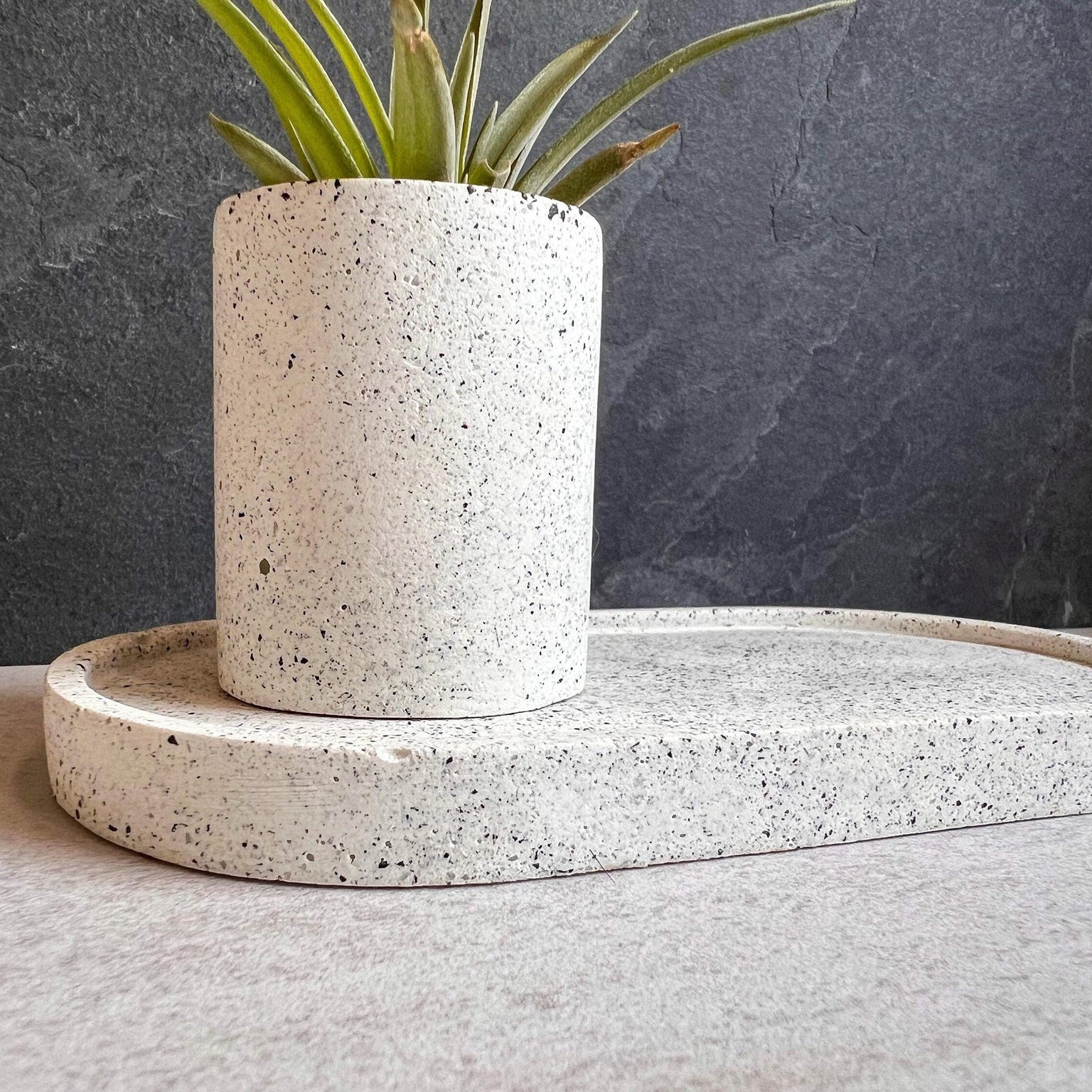 Speckled Oval Concrete Tray, Decorative Stone Tray, Jewelry Holder, Vanity Decor, Cement Tray, Makeup Organizer, Jewlery Dish, Bathroom Tray