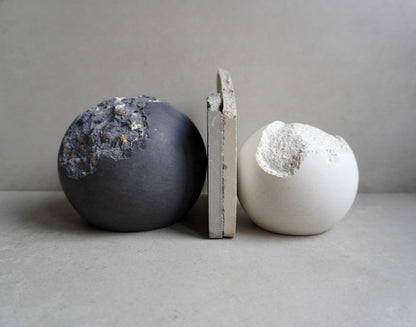 Wabi Sabi Concrete Sphere, Live Edge Ball, Broken Cement Bookend, Irregular Orb, Imperfect Photography Prop, Photoshoot Display, Shelf Art
