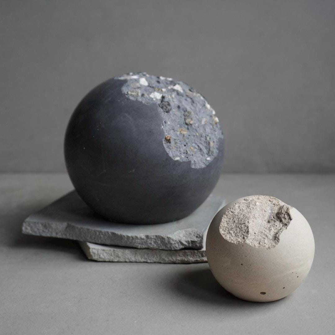 Wabi Sabi Concrete Sphere, Live Edge Ball, Broken Cement Bookend, Irregular Orb, Imperfect Photography Prop, Photoshoot Display, Shelf Art