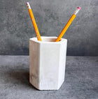 Concrete Pen Holder, Cement Pencil Holder, Utensil Cup, Geometric Office Organization, Octogon Vessel, Industrial Decor, Toothbrush Holder