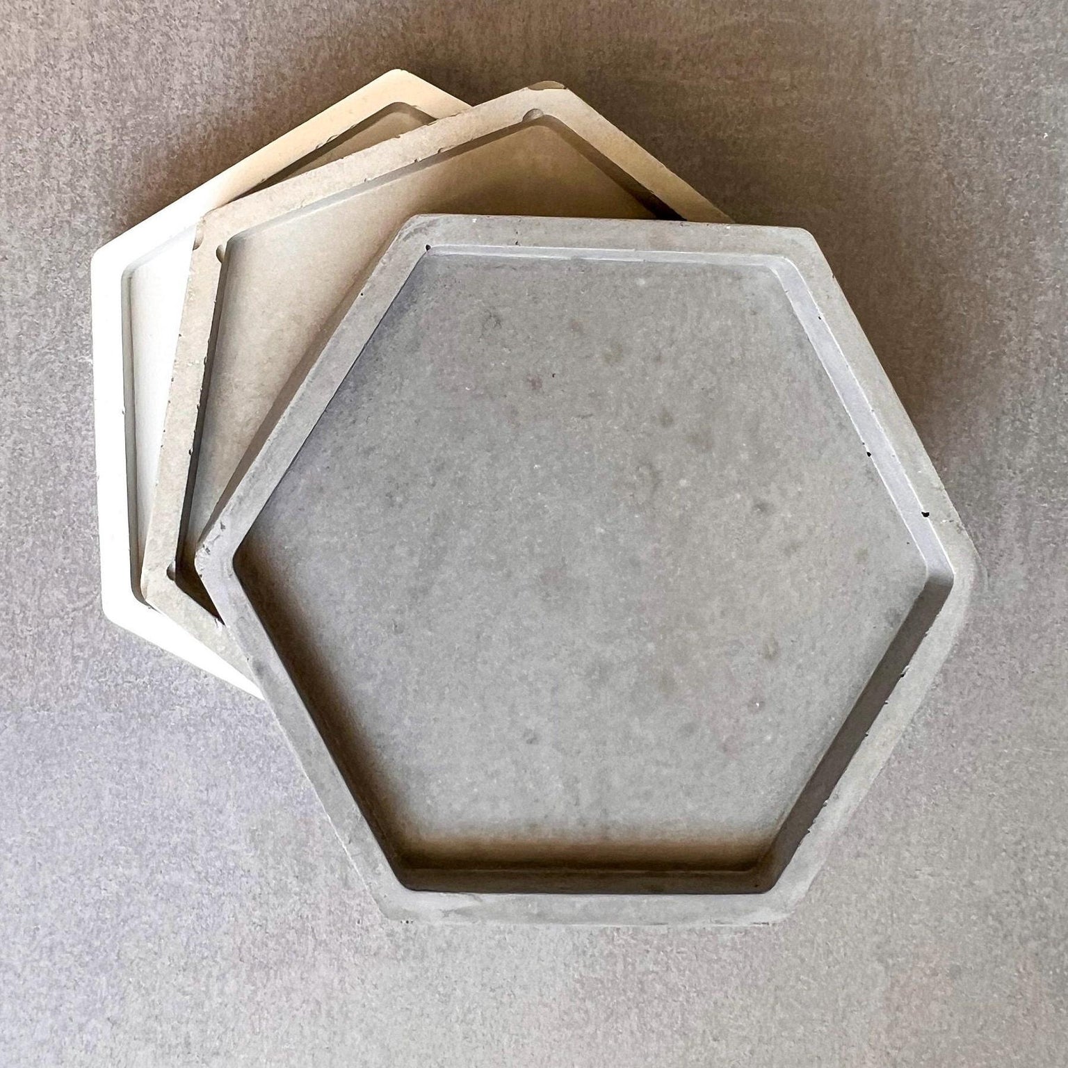 Hexagon Concrete Tray, Plant Tray, Jewelry Holder, Ring Holder, Geometric, Minimalist decor, Modern Tray, Drainage Tray, Concrete Coaster