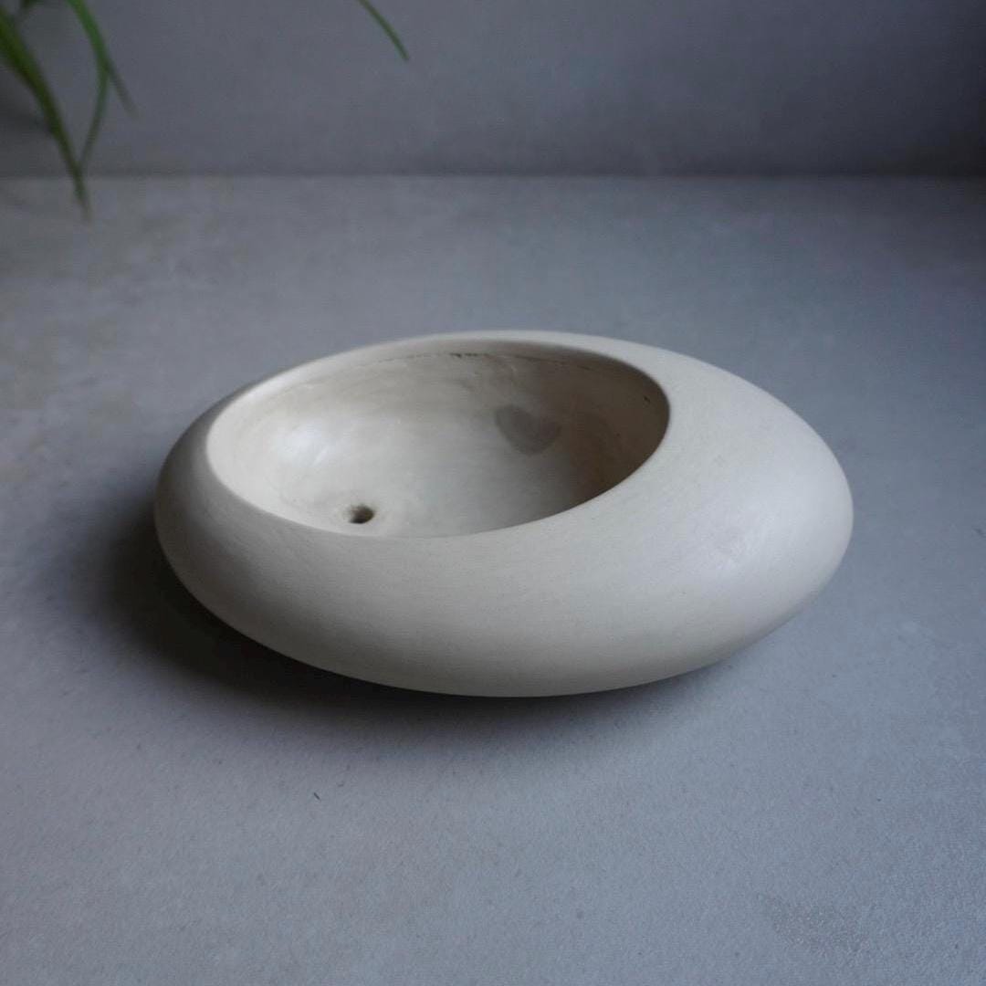 Concrete Ikebana Vase | Kokedama Display Vessel, Bonsai Pot with Drainage, Japandi Pot with Saucer, Pebble Pot, Calm Aesthetic, Wabi Sabi