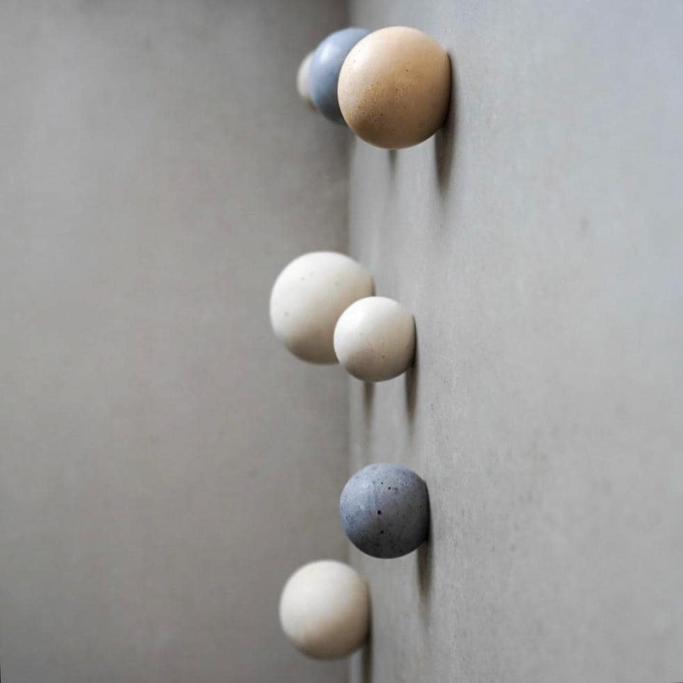 Round Cement Hook, Sphere Knob, Hat Hook, Modern Hook, Decorative Peg, Entryway Coat Hook, Wall Storage, Ball Hanger, Natural