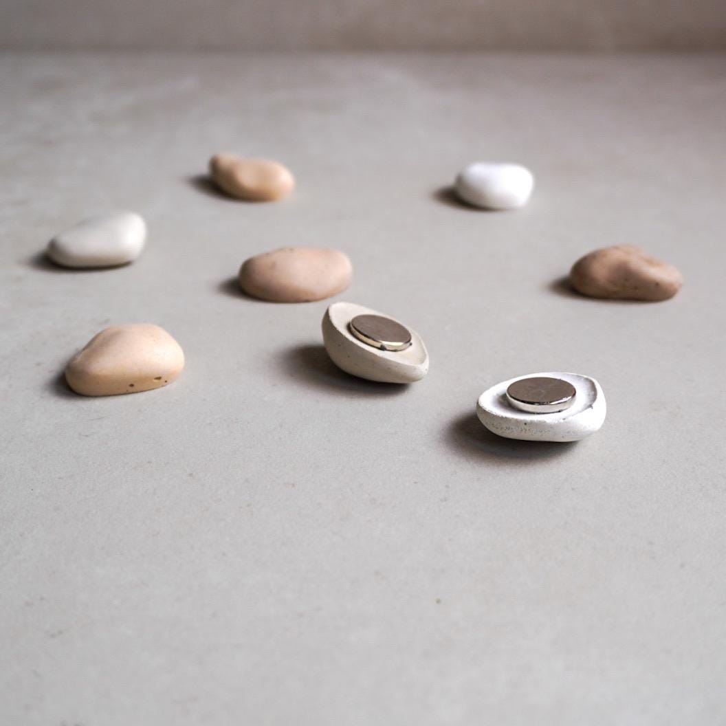 Pebble Magnets | Neodymium Concrete Magnets, Neutral Home Decor, Minimalist Fridge Magnets, River Stone Decor, Wabi Sabi, Calming Aesthetic