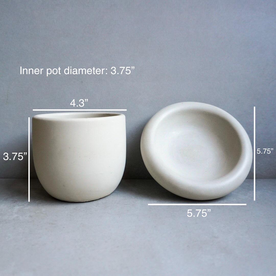 Concrete Planter with Saucer | Minimalist Plant Pot, Bubble Planter, Thick Saucer, Japandi Houseplant Decor, Neutral Home, Organic Shape
