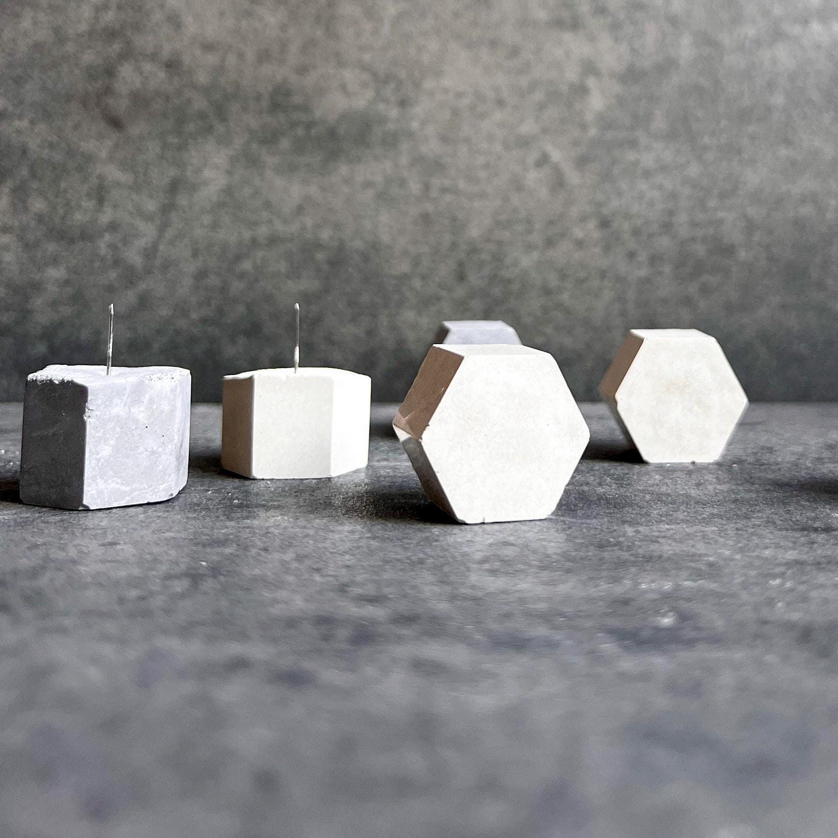Geometric Concrete Push Pins, Minimalist Thumb Tack, Modern Office Decor, Cement Push Buttons, Travel Board Pins, Cork Board Tacks, Hexagon