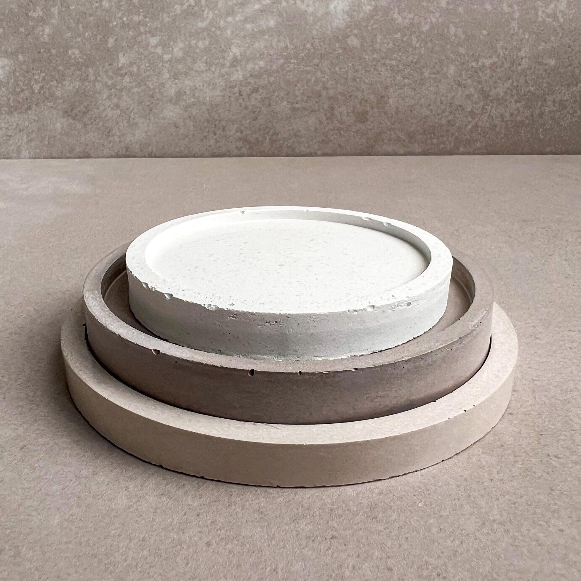 Round Concrete Tray, Plant Tray, Jewelry Holder, Ring Holder, Cement Dish, Minimalist decor, Modern Tray, Drainage Tray, Concrete Coaster