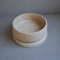 Concrete Planter with Bulky Saucer | Minimalist Pot with Drainage, Shallow Bonsai Planter with Tray, Neutral Home Decor, Nature Inspired
